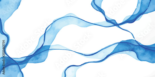 Fotografía Abstract swirling blue watercolor ribbons with watercolor background creative ab