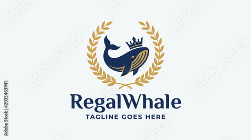 Foto RegalWhale logo with a whale's tail and crown in a wreath.