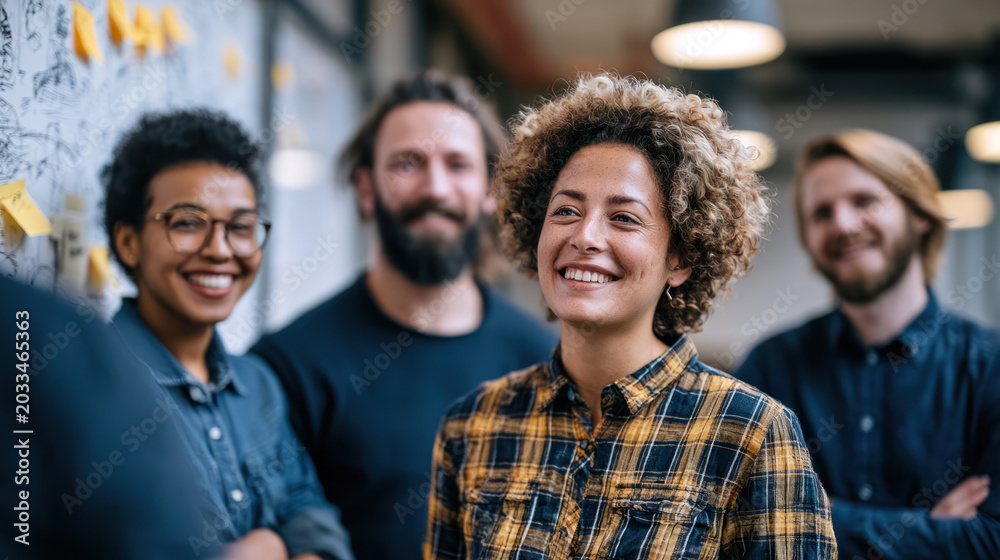 Fototapeta premium Business team diverse engineer office meeting collaboration startup smiling woman business team diverse engineer office meeting collaboration.