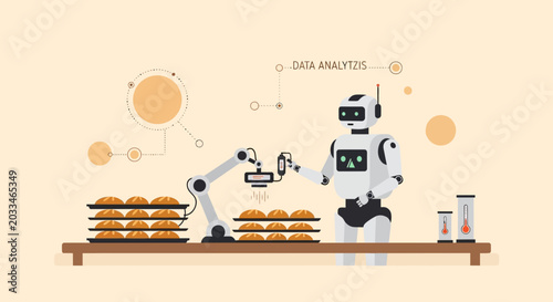 Robot Arm and AI Robot in Automated Food Production, Data Analysis