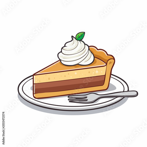Slice of Pie with Whipped Cream and Fork