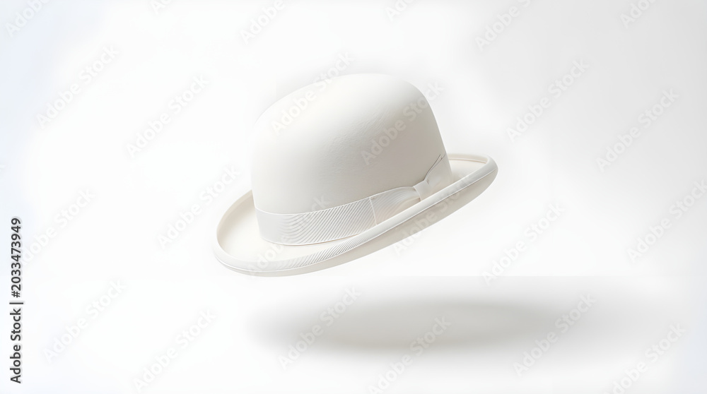 Fototapeta premium White Bowler Hat Isolated on White Background