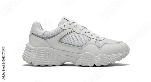 White Nike Air Huarache sneaker isolated product photo modern athletic shoe