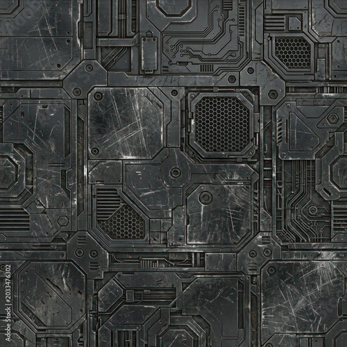 Intricate Metallic Surface - Detailed Texture of Futuristic Technology.