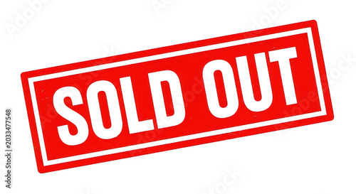 Red sold out rubber stamp icon