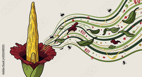 Photos Corpse Flower Emitting Foul Odor, Attracting Flies and Spreading Rot