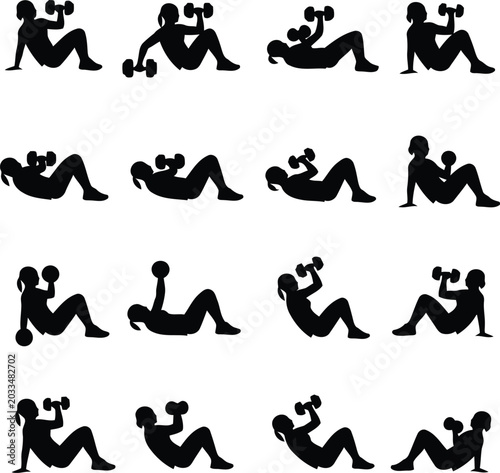 Fényképezés Kama Sutra Silhouette Pictogram Set of Intimate Couple Positions in Black on Whi