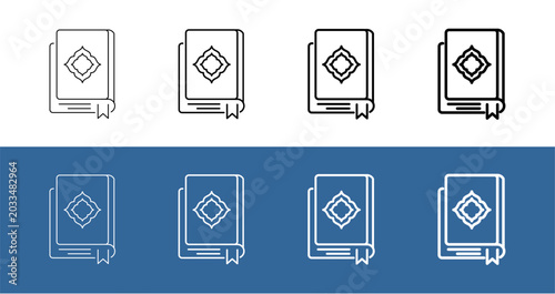 Foto Book and Holy Al-Quran Line Icon Vector Illustration