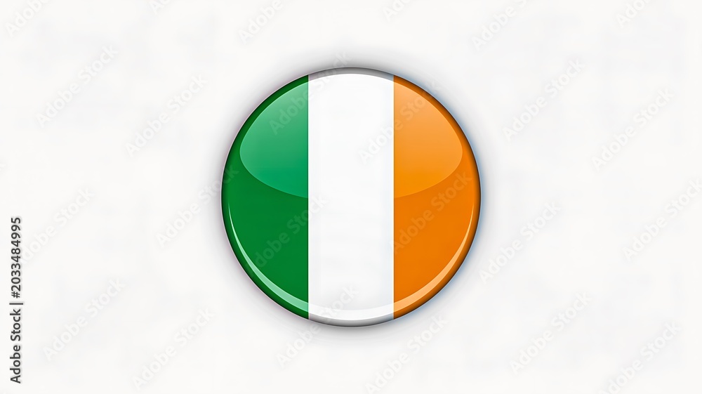 Naklejka premium Ireland flag badge icon isolated on white background with national patriotic symbol