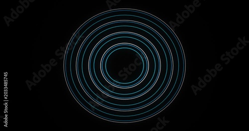 Abstract Blue Neon Light Spiral Motion on Black Background in Ultra HD