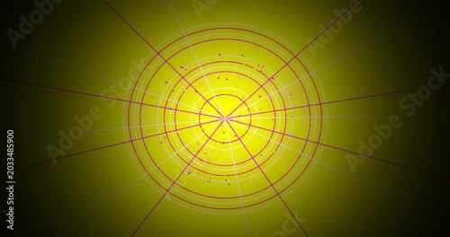 Radiating Glowing Concentric Circles Animation in Neon Yellow and Purple on Dark Background