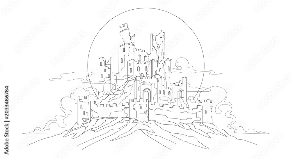Fototapeta premium Castle Ruins on Hill