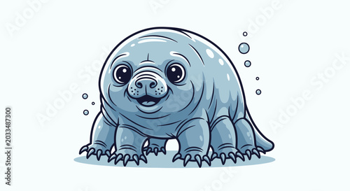 Foto Cute Cartoon Tardigrade Water Bear Illustration
