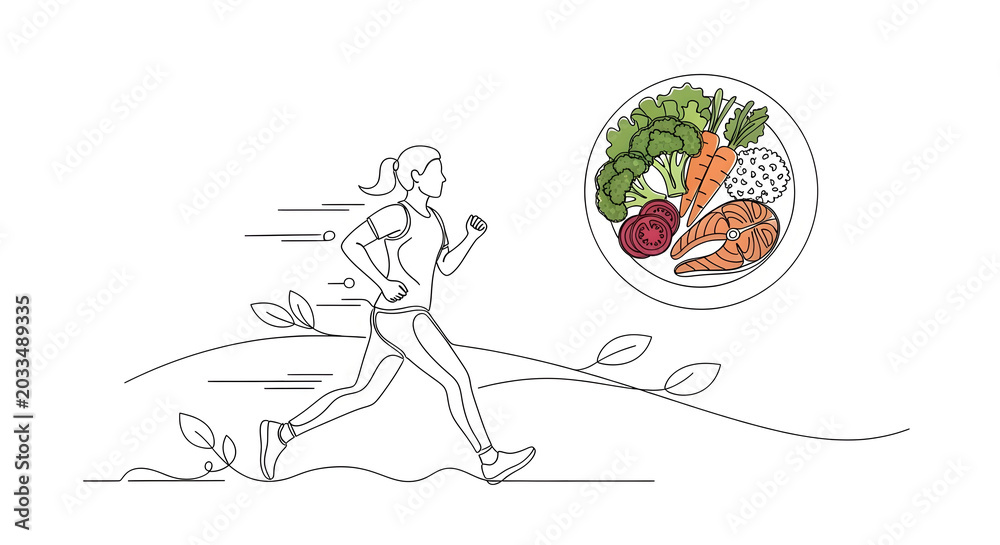 Obraz premium Runner En Route Healthy Food Plate