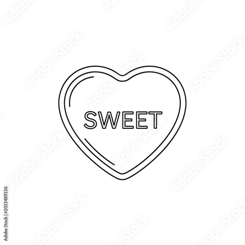 Bild auf Leinwand Sweet heart candy outline, love, valentine, simple icon