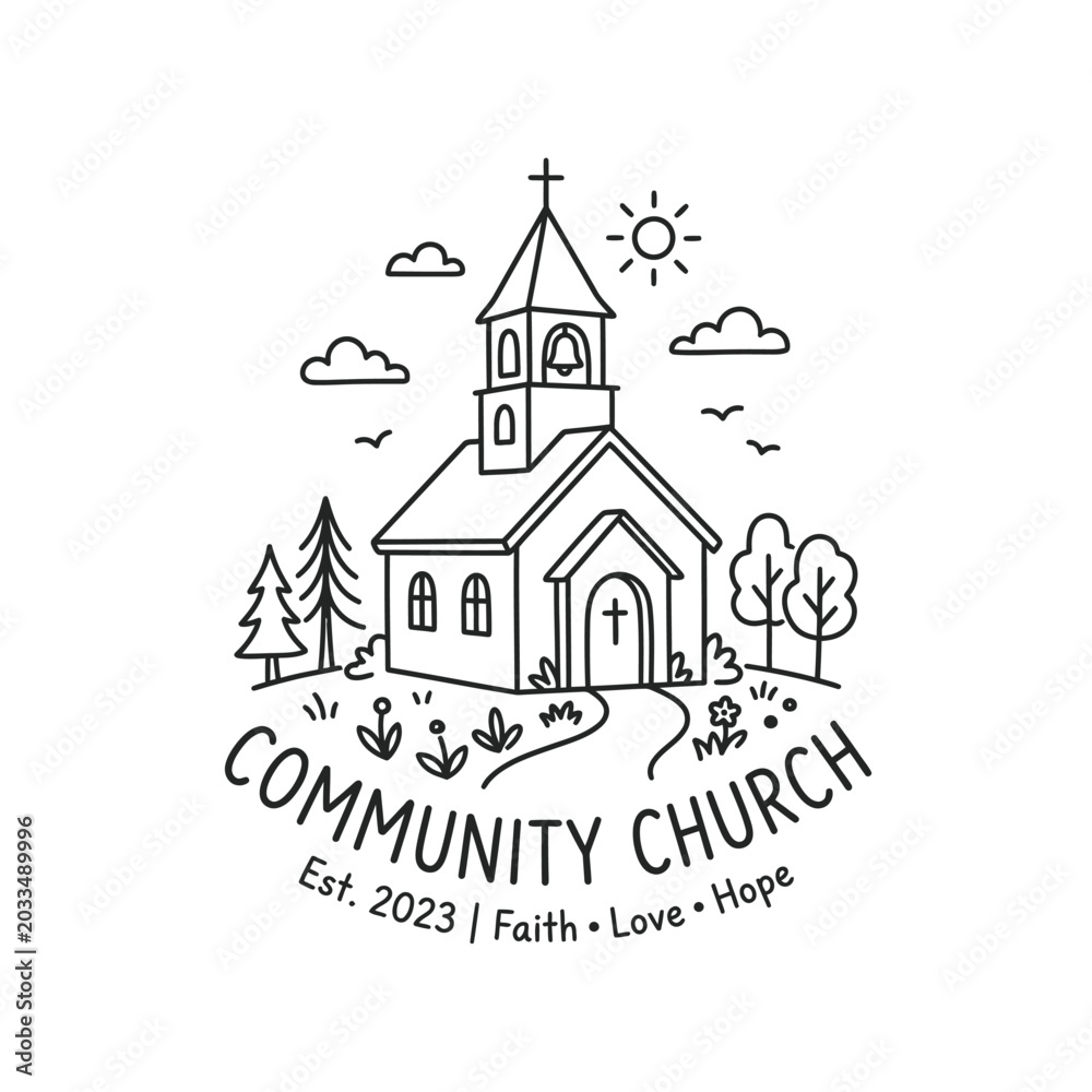 Fototapeta premium Community Church Building Logo Design.