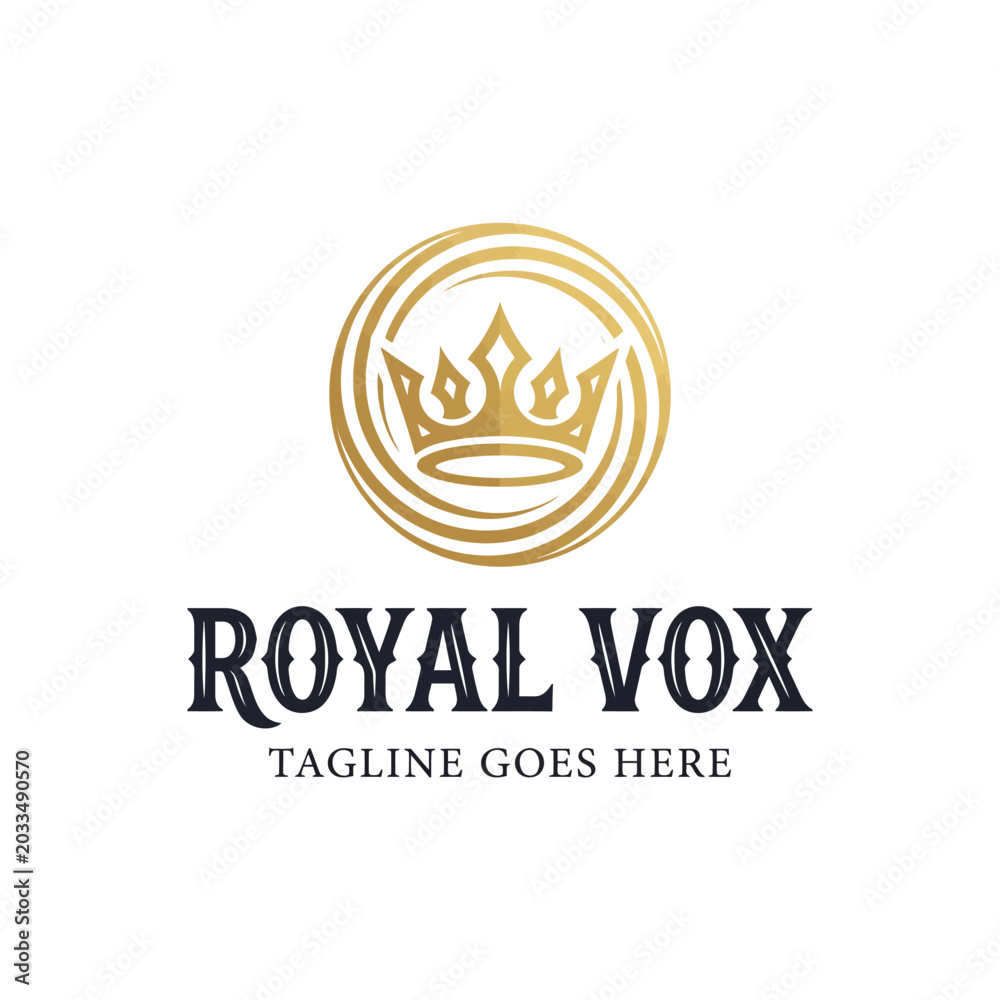 Fototapeta premium Elegant golden crown emblem logo for luxury and premium branding.
