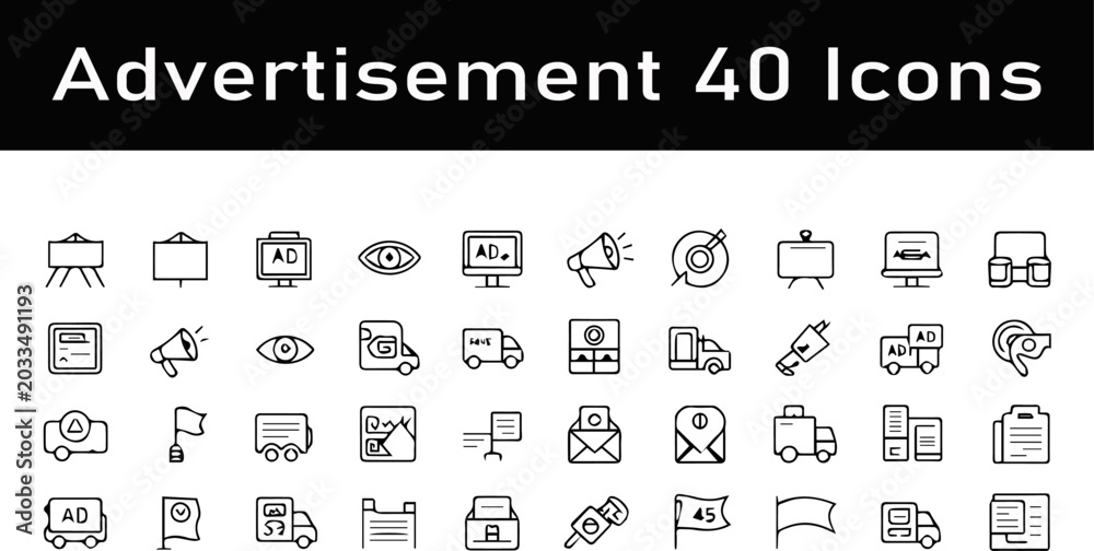 Fototapeta premium Advertisement Icons Set