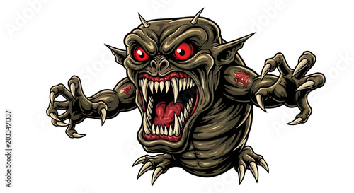 Tableau sur toile Fierce Monster with Red Eyes and Sharp Claws