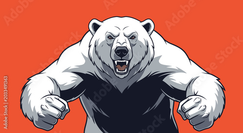 Konstfotografi Fierce Polar Bear Roaring Aggressively, Aggravated Animal Portrait