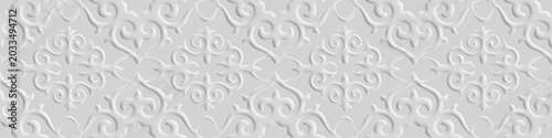 Billede på lærred 3d embossed seamless ethnic pattern, Kazakh national ornament, islamic tribal pr