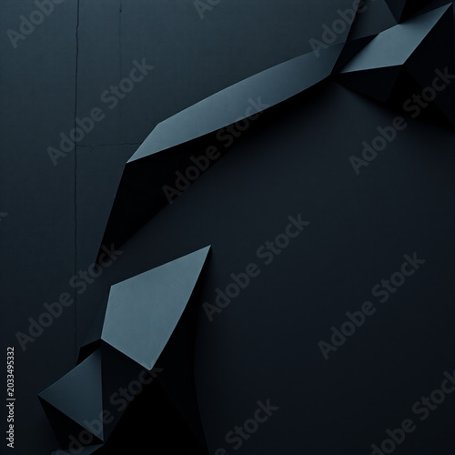 brutalist abstract geometry heavy interlocking black polygons raw concrete texture aggressive but purely minimalist stark