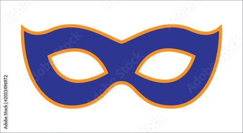 Foto Blue And Orange Superhero Mask Flat Vector Illustration On White Background