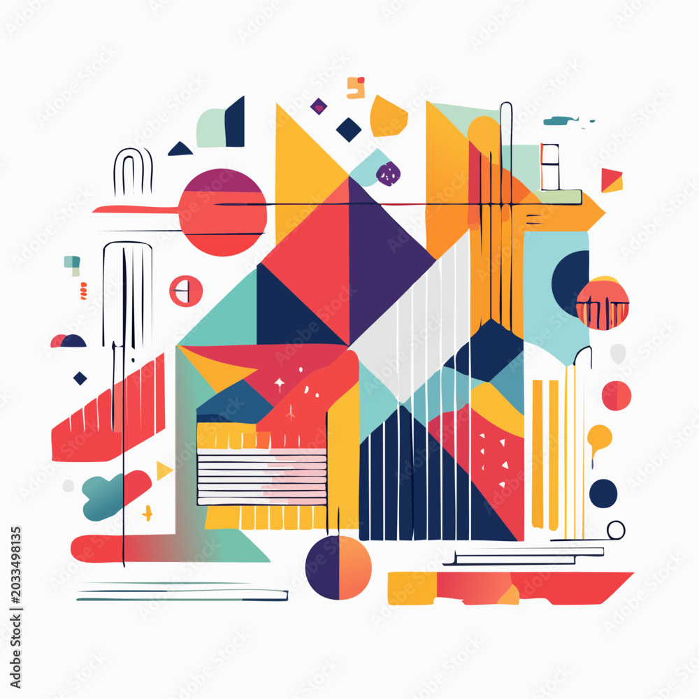 Obraz premium Abstract Geometric Composition with Vibrant Colors