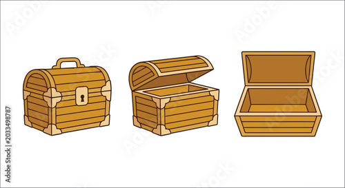 Bild auf Leinwand Wooden treasure chests vector illustration with white background and varying per