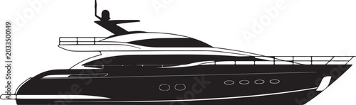 Tableau sur toile Yacht side profile with radar and antenna