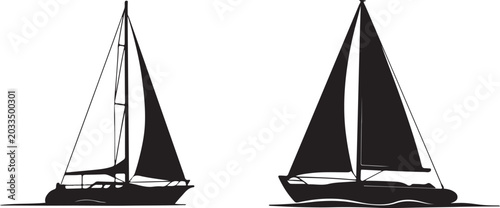 Photography Sailboat icon set for nautical projects