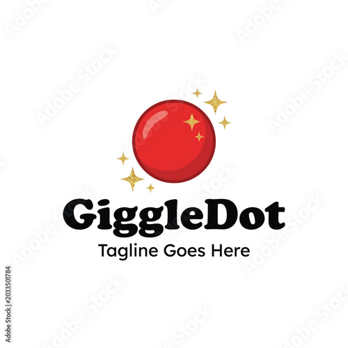 Tableau sur toile Modern logo design featuring a glossy red circle surrounded by sparkling gold st