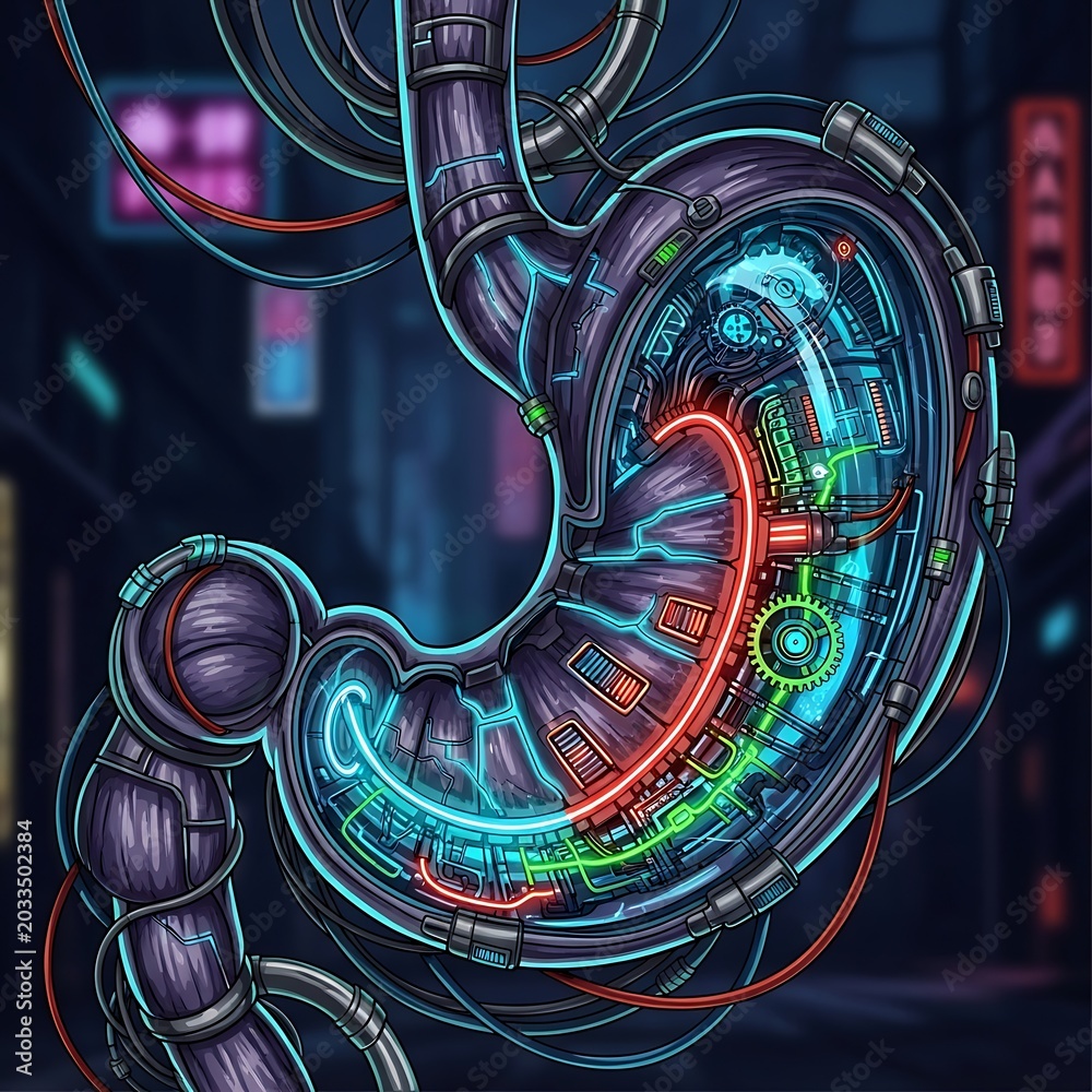 Fototapeta premium Abstract digital art with glowing neon circuit patterns.