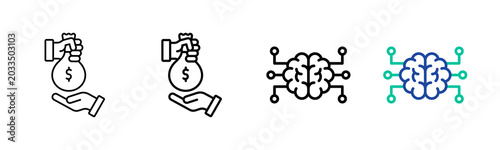 Tableau sur toile Brain Node Icon Collection Different Style Outline