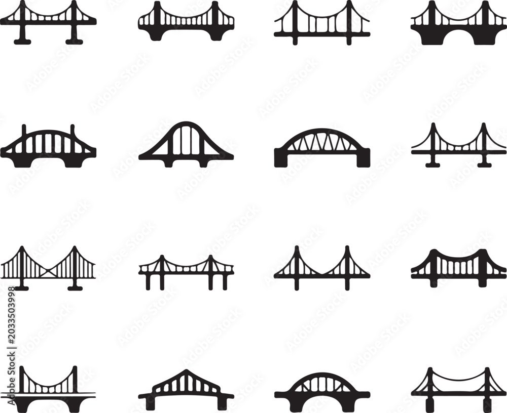 Naklejka premium Bridges icons set