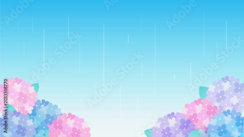 Foto 梅雨 紫陽花 あじさい 雨 景色 配信 サムネイル バナー デザイン 背景 イラスト