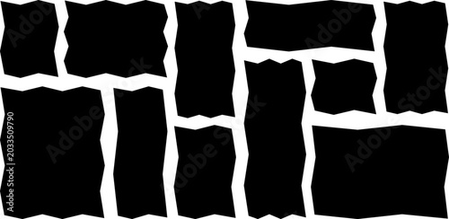 Doodle frames with uneven shapes, wavy irregular rectangles text boxes, squares with wavy rough edges,