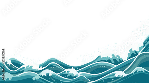 Template wave frame for summer background with flat design