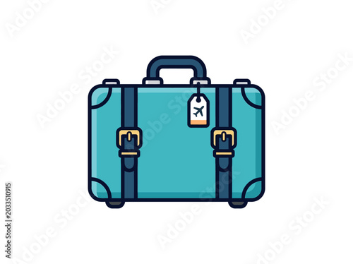 Teal colored travel suitcase luggage.