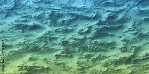 Canvastavla Abstract blue and green gradient textured surface with undulating topographic li