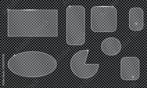 Glass effect shapes with transparent background for design and editing