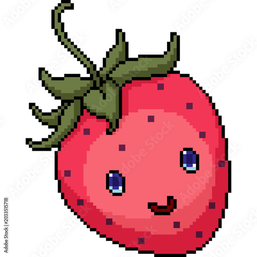 pixel art isolated background of pink strawberry smile