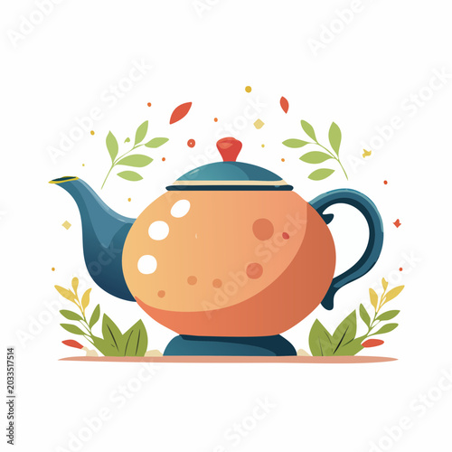 Stylized Teapot with Floral Accents