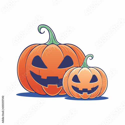 Two Jack-o'-lanterns with carved faces
