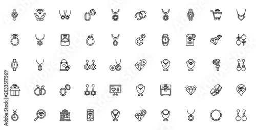 Quadro su tela Jewelry icon set