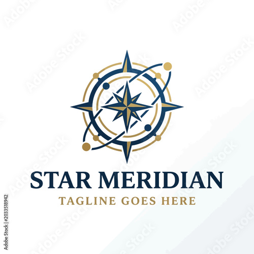 Fotografía Abstract star meridian logo with orbital rings for celestial navigation