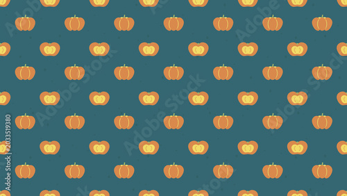 Bild auf Leinwand かぼちゃ パターン シームレス 食べ物 ハロウィン 配信 サムネイル バナー デザイン 背景 イラスト