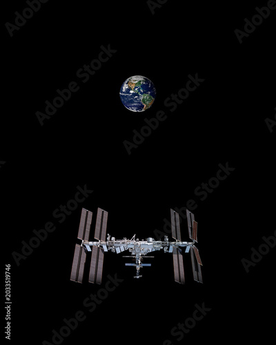 space station/earth globe on black background