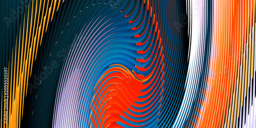 Obraz na płótnie Abstract dark background with swirling colorful lines and halftone wave effect a
