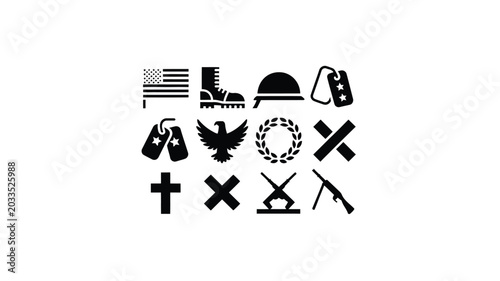 Obraz na płótnie Minimalist military icons symbolizing patriotism heroism and commemoration with